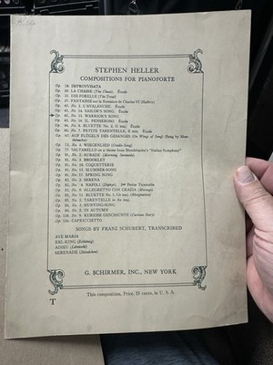 G 1918 9x12 Instrumental Sheet Music  Warrior s Song  by Stephen Heller