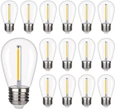 Waterproof S14 LED Light Bulbs Outdoor String Lights Replacement E26 Base 15Pack