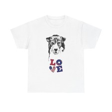 Pilot Dog LOVE T-Shirt | Patriotic Heart Letters