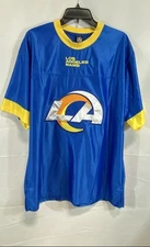 NFL Team Apparel Men Blue Solid Los Angeles Rams Jersey Shirt Large