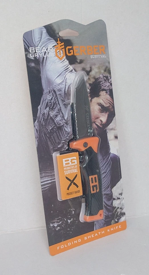 Gerber Bear Grylls Survival Folding Knife Hunting w Sheath  Brand New Sealed - Image 2 of 4