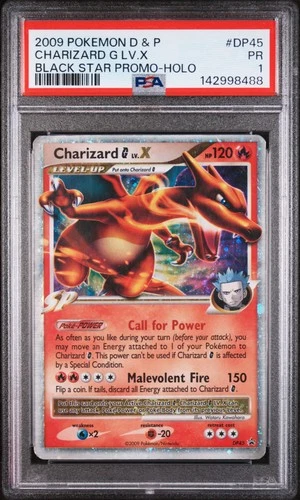 2009 POKEMON DIAMOND & PEARL BLACK STAR PROMO HOLO #DP45 CHARIZARD G LV.X PSA 1