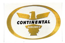 Continental Airlines Luggage Label USA 1950s Vintage Travel Ephemera