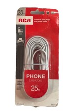 Landline Phone Cord ONLY 25 Feet Long Flat Phone Cable White RCA TP243WHR  NEW