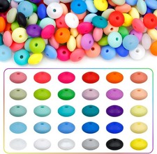 Versatile 180PCS Silicone Lentil Beads, 12mm Easy to Thread Fade Resistant