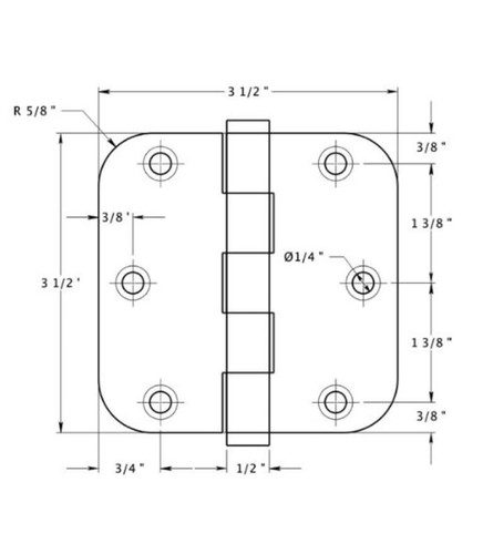 Deltana Brass Hinge | 3-1/2 x 3-1/2 x 5/8 Radius Corner | Distressed Finishes - Picture 2 of 9