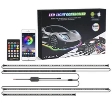RGB LED Strip Under Car Tube Underglow Lights Kit + APP Bluetooth Remote Control