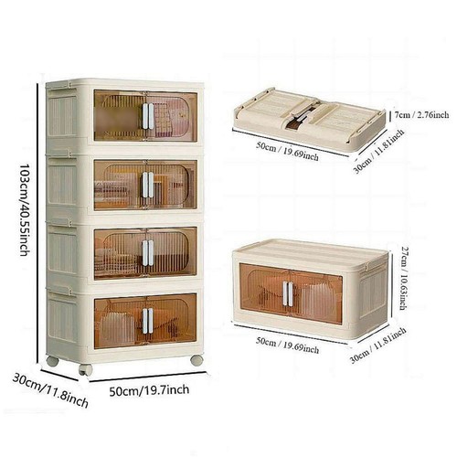 19.69" Side Wide Folding Storage Cabinet ,4 Tiers,19.69"×11.81"×40.55",Collapsi - Picture 3 of 21