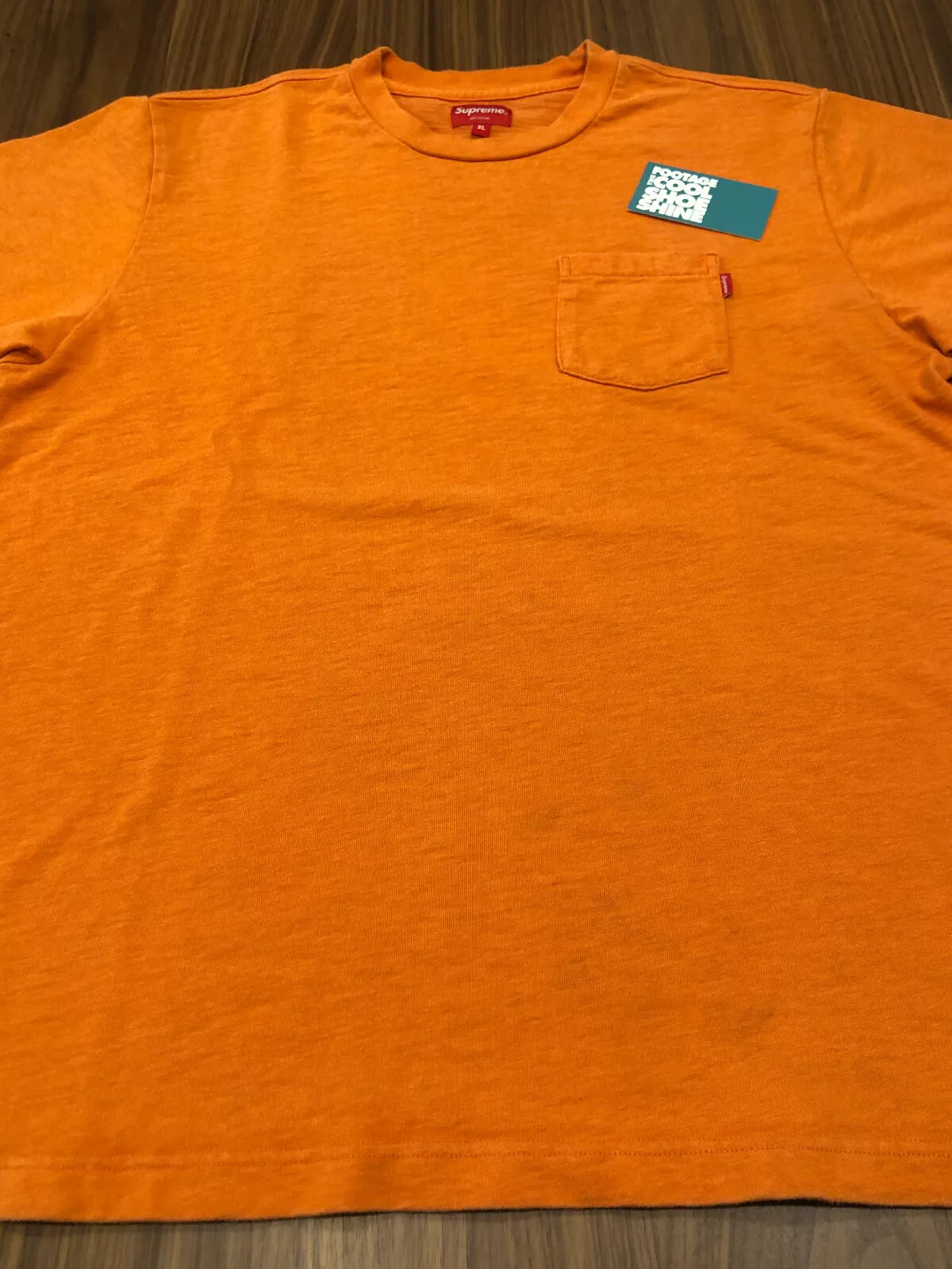 2017 FW17 SUPREME SHORT SLEEVE THICK POCKET TEE SHIRT HEATHER ORANGE BOX LOGO XL