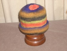 1-3 mos. Handknit Reversable Wool Baby Hat