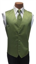 Medium Mens Green Tuscany Cypress Zelente Fullback Wedding Tuxedo Vest w/ Tie