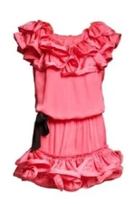 LANVIN H&M RARE PINK SATIN RUFFLE PARTY MINI DRESS UK 14 EU 40 US 10 MEDIUM BNWT