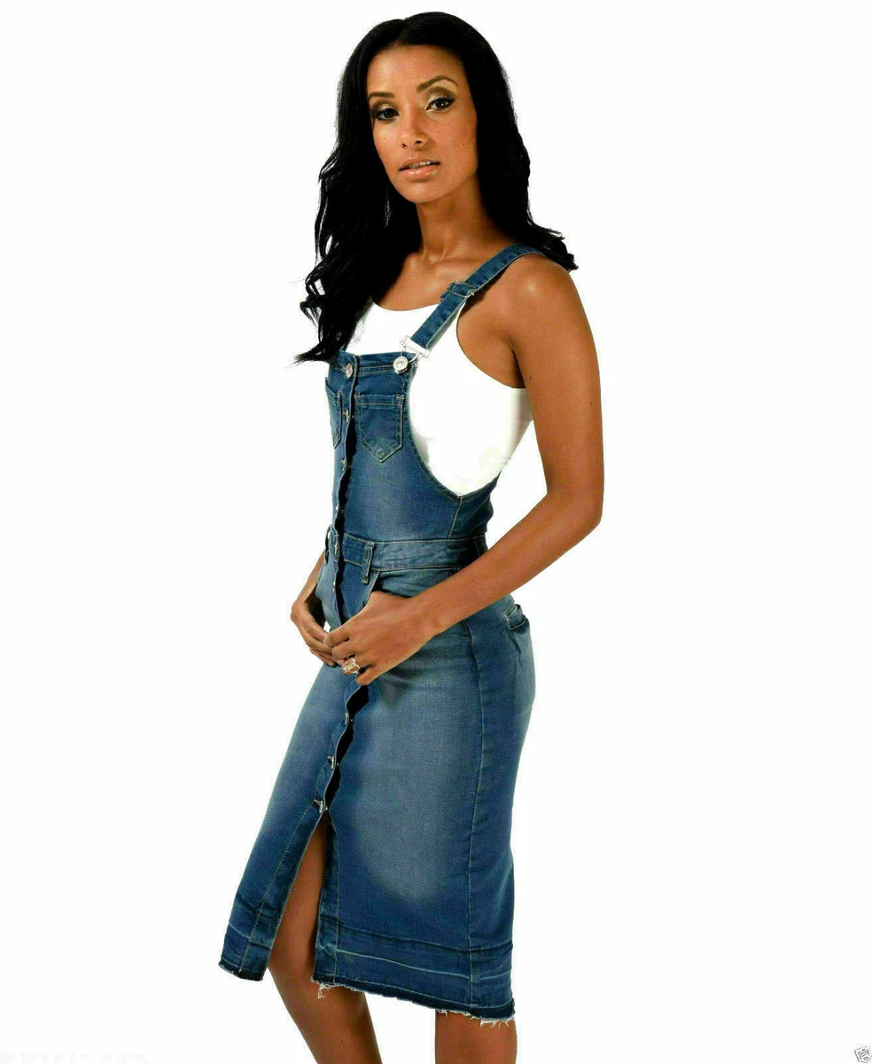Dungaree knee top length dress