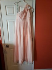 Davids Bridal One Shoulder Chiffon Dress, Bridesmaid, Petal, Size 10