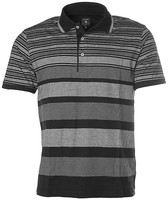 Kitaro Herren Kurzarm Shirt Poloshirt Polokragen Streifen M Schwarz Grau X4539