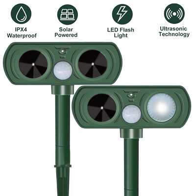 Solar Animal Repeller Ultrasonic Pest Repellent for Squirrels, Rodents