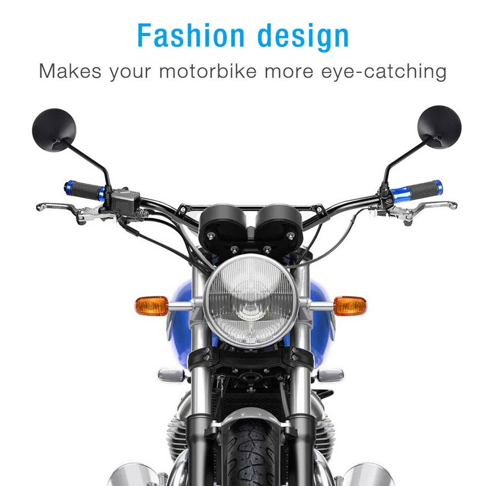 For Kawasaki KLR KLX 230 250 300 650 Motorcycle Round Rearview Side Mirrors Pair - Image 4 of 4