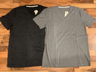 ABBOT & MAIN (Sz M or L) Men's Basic V-Neck Tee T-Shirt Tri Blend Casual, Gray C