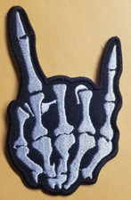 Punk Rock  Roll Skeleton Finger Heavy Metal Music Hand patch 2.25x3.75"
