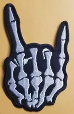 Punk Rock & Roll Skeleton Finger Heavy Metal Music Hand patch 2.25x3.75"