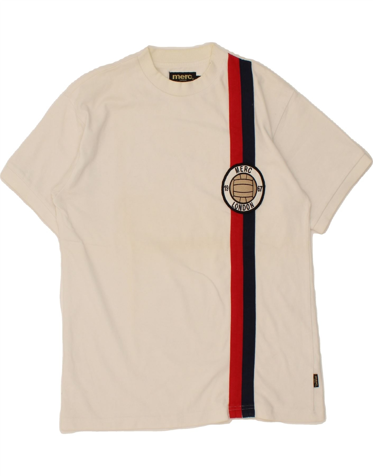 Camiseta Top Merc Para Hombres Londres Gráfico Mediana Blanca Rayas Algodón AO07