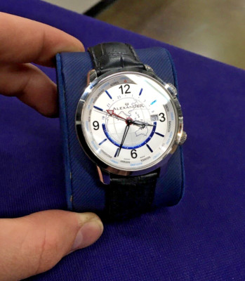 Alexander Swiss Made World Traveler Stainless Steel Sapphire Crystal Men's Watch