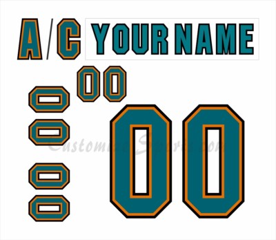 San Jose Sharks Customized Number Kit For 2007-2013 Away Uniform