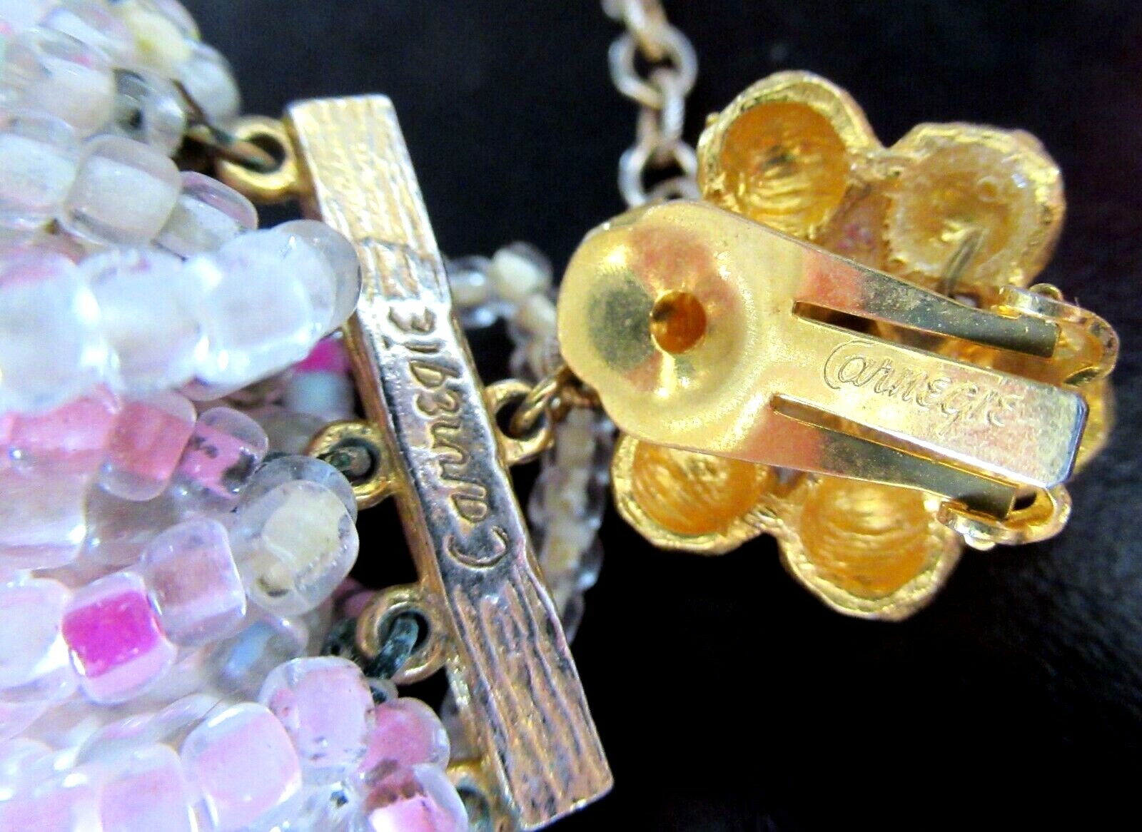 HATTIE CARNEGIE Beyond MASSIVE Pink Glass Bead MULTI … Gem