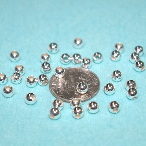 3mm Round Seamless Smooth Beads Real 925 Sterling Silver WHOLESALE LOTS - Picture 3 of 6