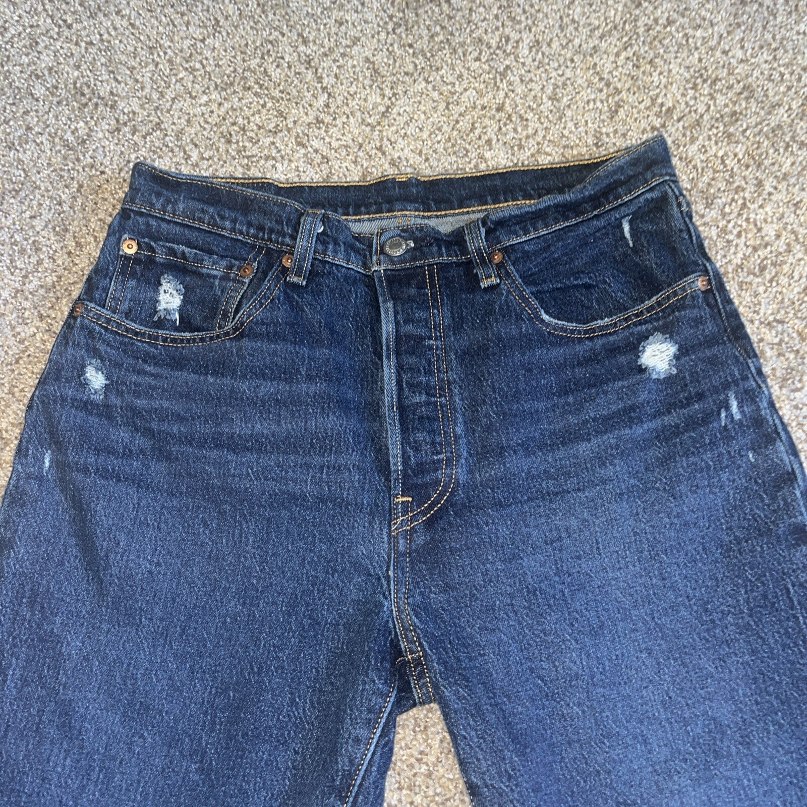 Levis 501 Jeans Womens 30x26 (Actual 30x25) Blue Denim Straight Leg Button Fly - View 6