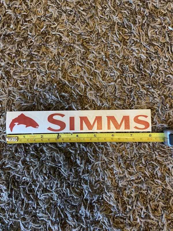 Simms Trout Fly Fishing Sticker Decal Red Approx 8”