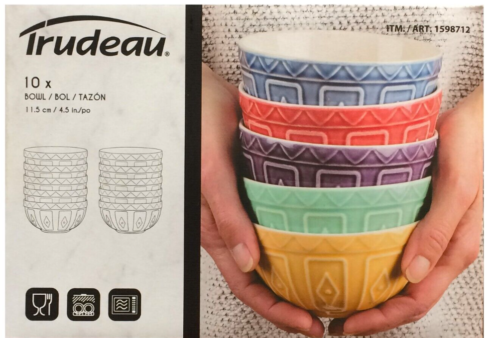 Trudeau Bowls Multicolor Porcelain Bowls 10 Pack
