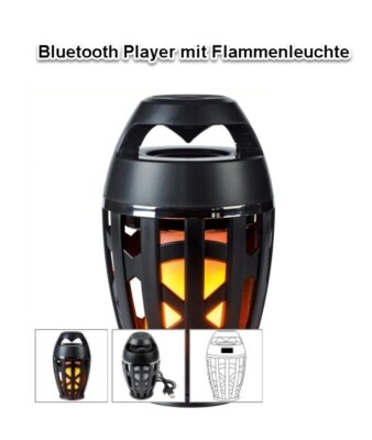 LED Akku Leuchte Flammeneffekt,Bluetooth Player Tischleuchte Camping Caravan IP4