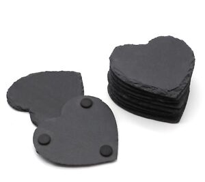 Natural Slate SQUARE ROUND HEART Coasters Coffee Table Drinks 10x10cm 