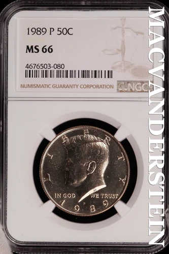 1989-P Kennedy Half Dollar - NGC MS 66 - Choice Gem Brilliant Unc  #SLG399