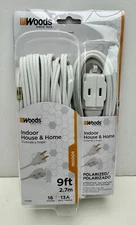 Woods 9-Foot 13A Cube Extension Cord with Power Tap, 3-Pack White 277599 Indoor