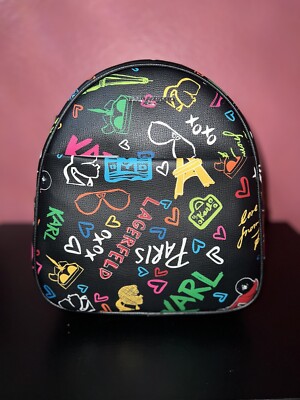 Karl Lagerfeld Black Backpack with Multicolor Letters New Karl Lagerfeld Paris Medium Backpack Karl Pastel Multi  main image 2