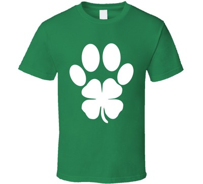 St Patricks Day Four Leaf Clover Dog Print T Shirt