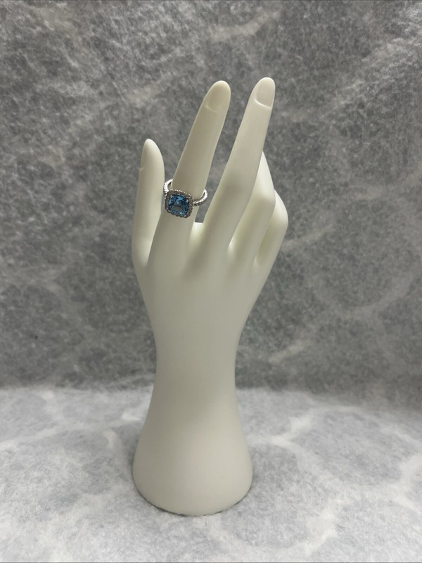 Cushion Cut 4.60 ct Blue Topaz Dinner Ring Sterling Silver Gemstone:Created 7.25