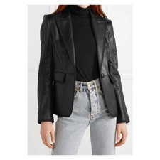 L’agence Paulie Leather Blazer 4 Black Nwt
