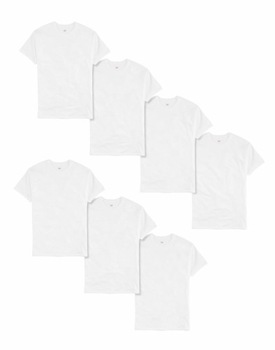 Hanes Men's White Crewneck T-Shirt 6-Pack Undershirt Tee TAGLESS ...