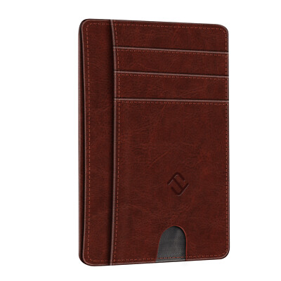 Mens RFID Blocking Leather Minimalist Small Wallet Credit Card Slots Holder