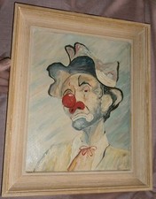 Peinture Huile sur canson " Clown arrogant " - signature