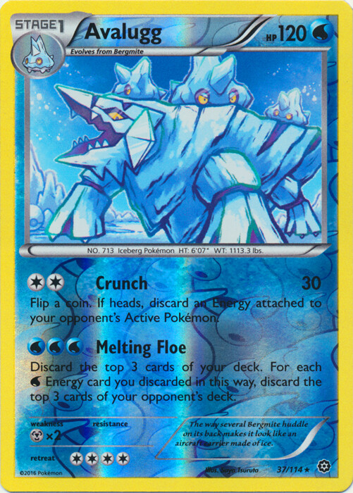 Avalugg - 37/114 - Rare - Reverse Holo x1 - Lightly Played - XY Steam Siege