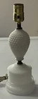 Vintage Hobnail White Milk Glass Boudoir Tabletop Lamp 9"