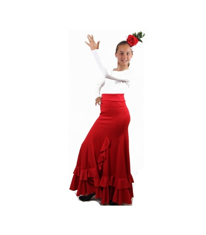 FALDA FLAMENCA - Roja - Talla Niños "6" - Falda Flamenco Niñas