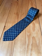 VTG Brooks Brothers Makers Paisley Foulard Geometric Blue Tie Silk Made in USA
