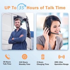 LEVN Wireless Headset, Bluetooth Headset with Microphone AI Noise Canceling Mu
