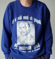 Vtg 90's Martin Luther King Navy Soft Cotton Crew Neck Sweatshirt USA Size XL