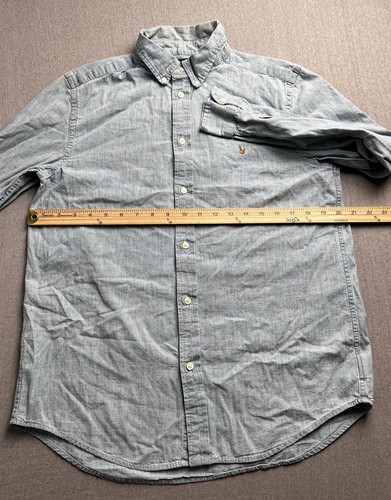 Polo Ralph Lauren Shirt Youth Boys 20 Blue Logo Button Down Dress Flesh Pony - Picture 6 of 11